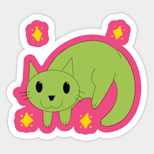 Floppy cat green Sticker